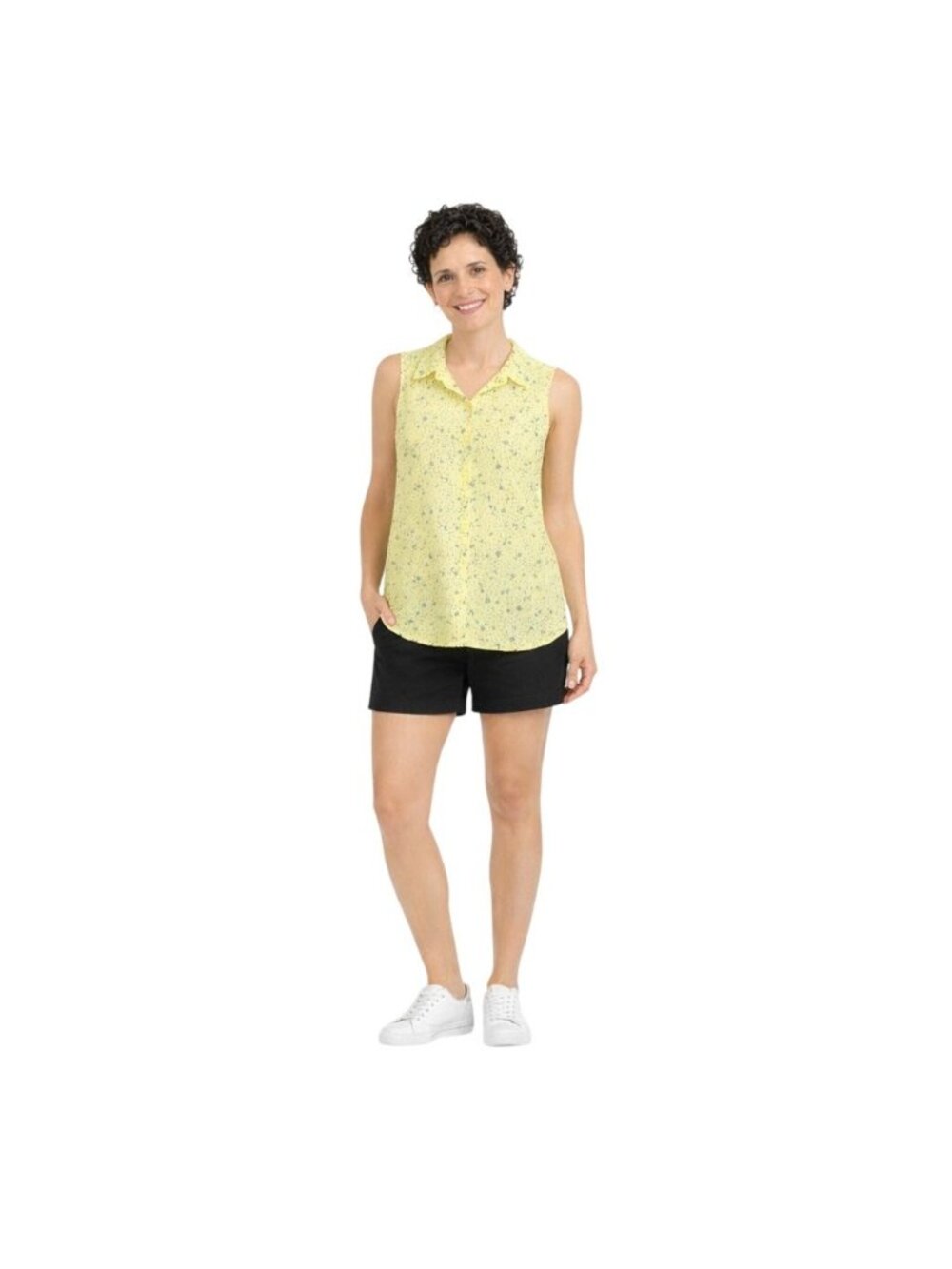 2/$30 Banana Republic M Yellow Blouse Classic Fit M Floral Print Button Front